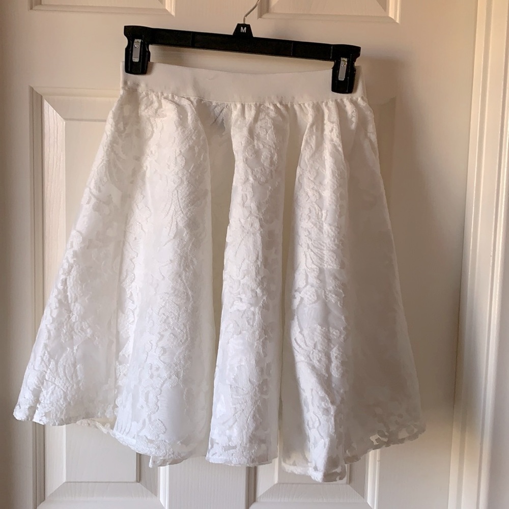 Embroidered Skater White Skirt